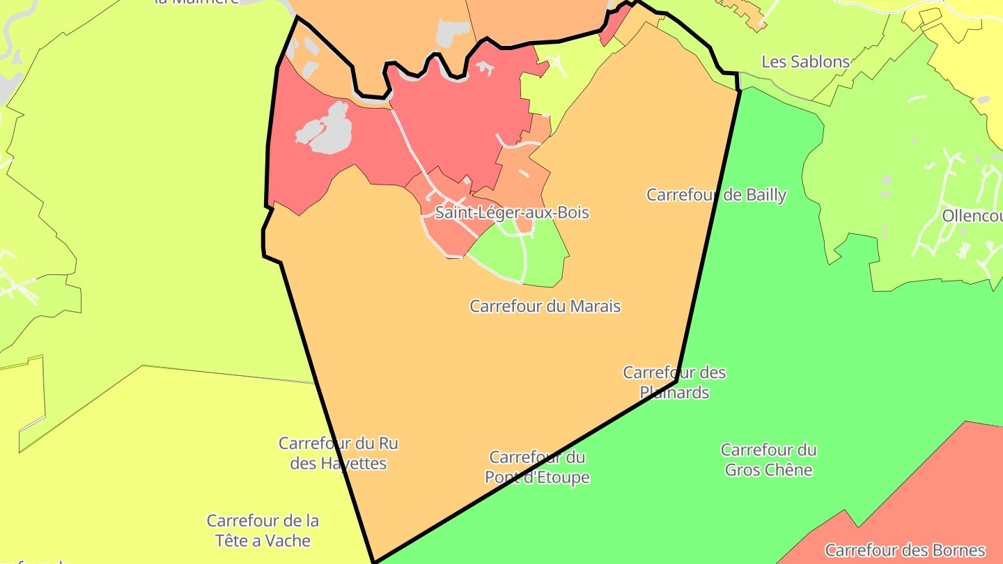 Carte des prix de l'immobilier Saint-Léger-aux-Bois