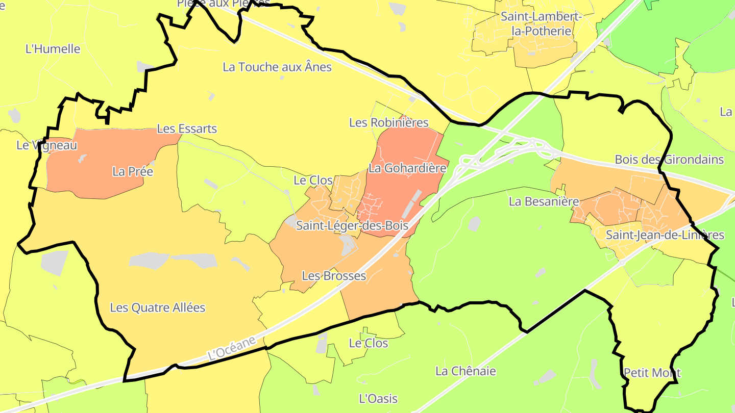 Carte des prix de l'immobilier Saint-Léger-de-Linières