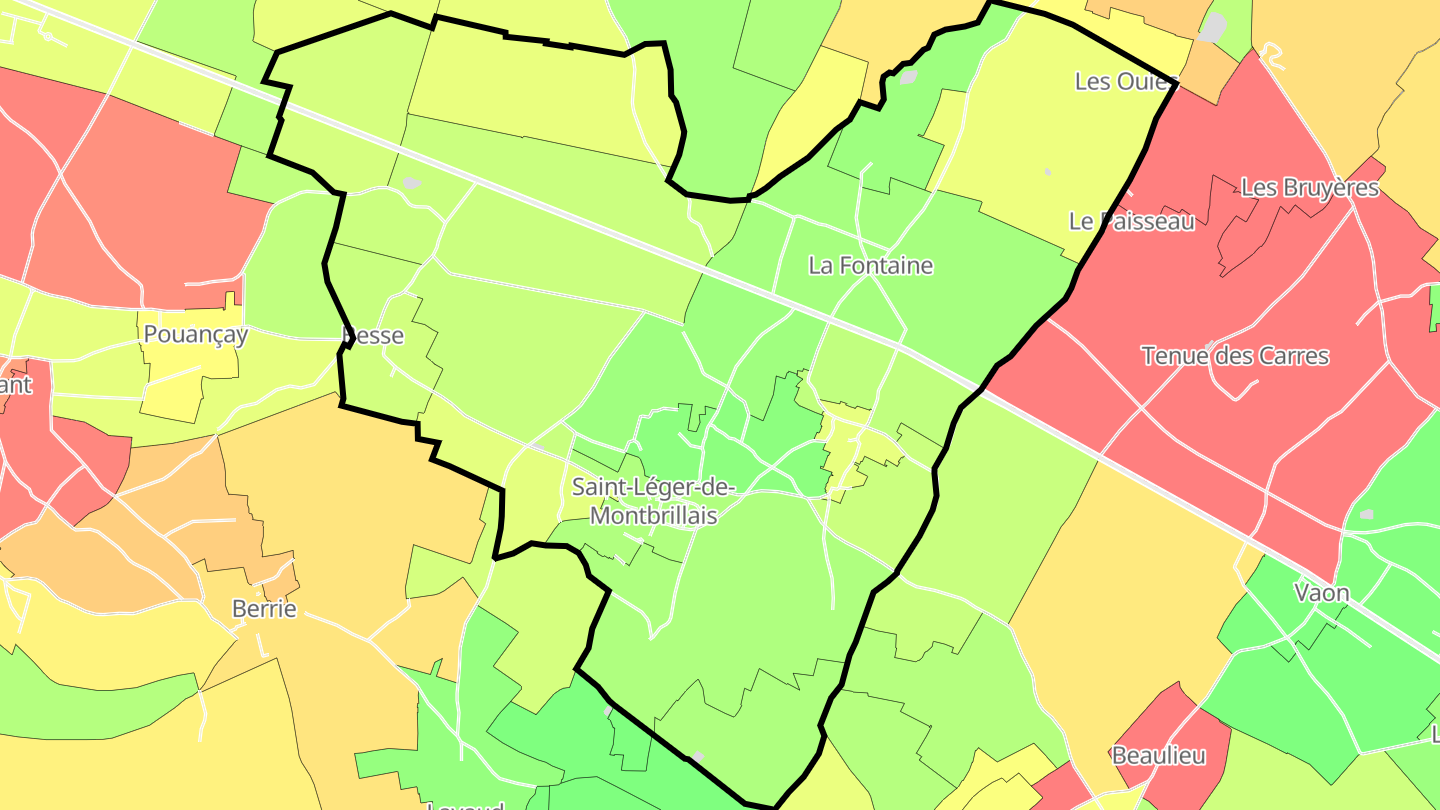 Carte des prix de l'immobilier Saint-Léger-de-Montbrillais