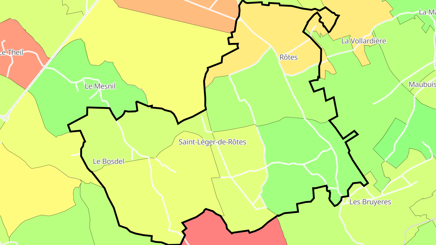 Carte des prix de l'immobilier Saint-Léger-de-Rôtes