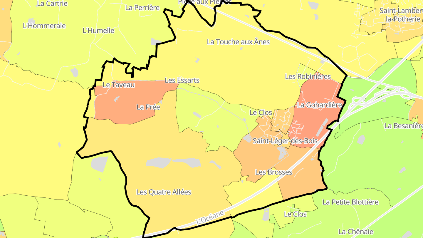 Carte des prix de l'immobilier Saint-Léger-des-Bois