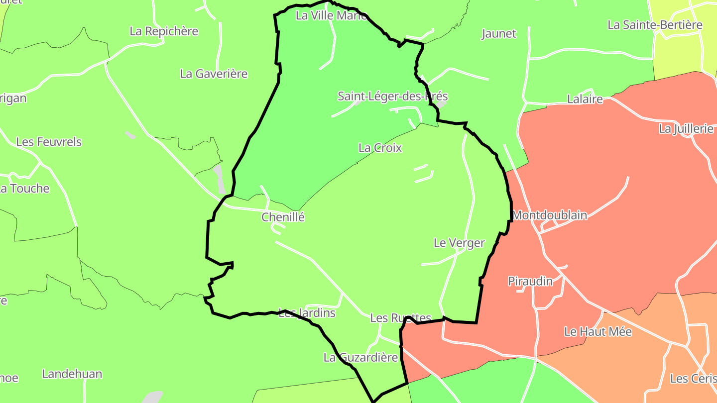 Carte des prix de l'immobilier Saint-Léger-des-Prés