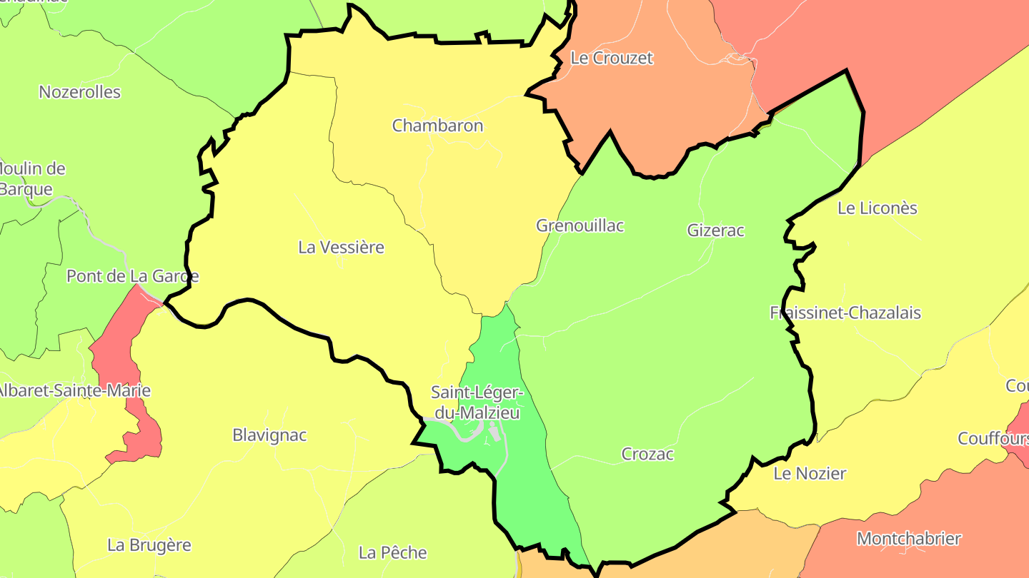 Carte des prix de l'immobilier Saint-Léger-du-Malzieu