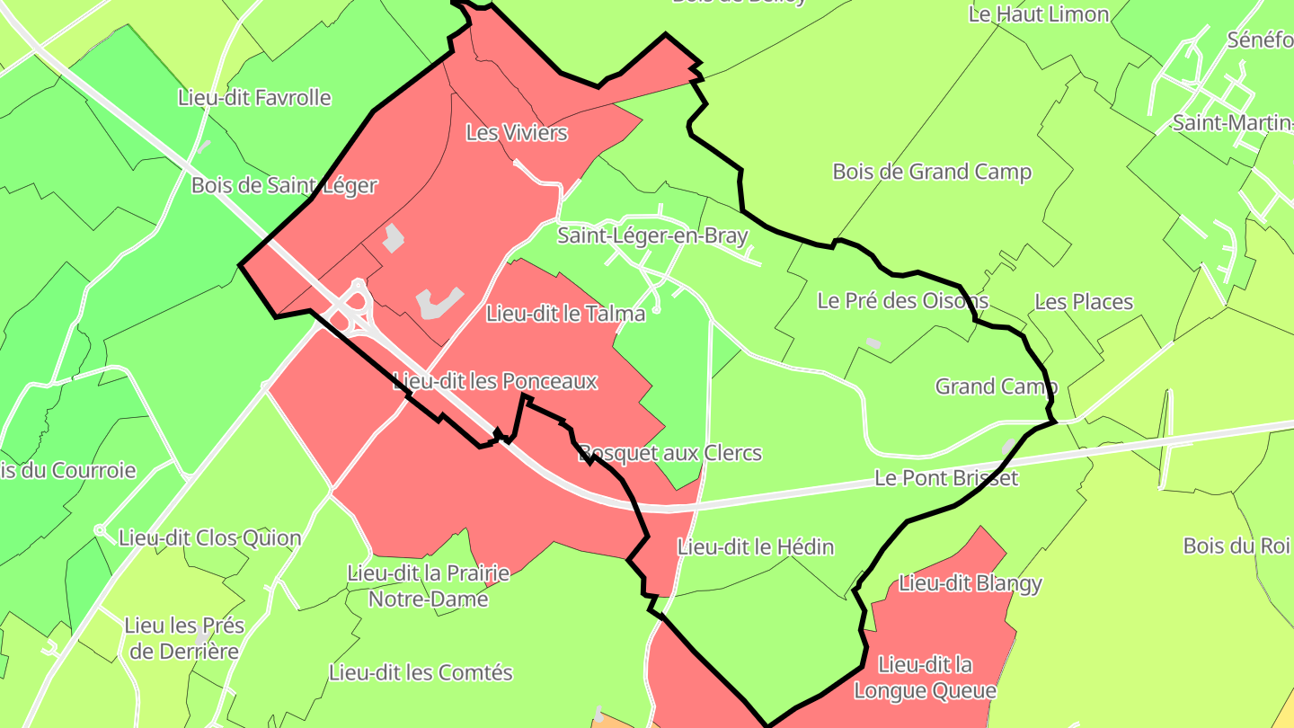 Carte des prix de l'immobilier Saint-Léger-en-Bray