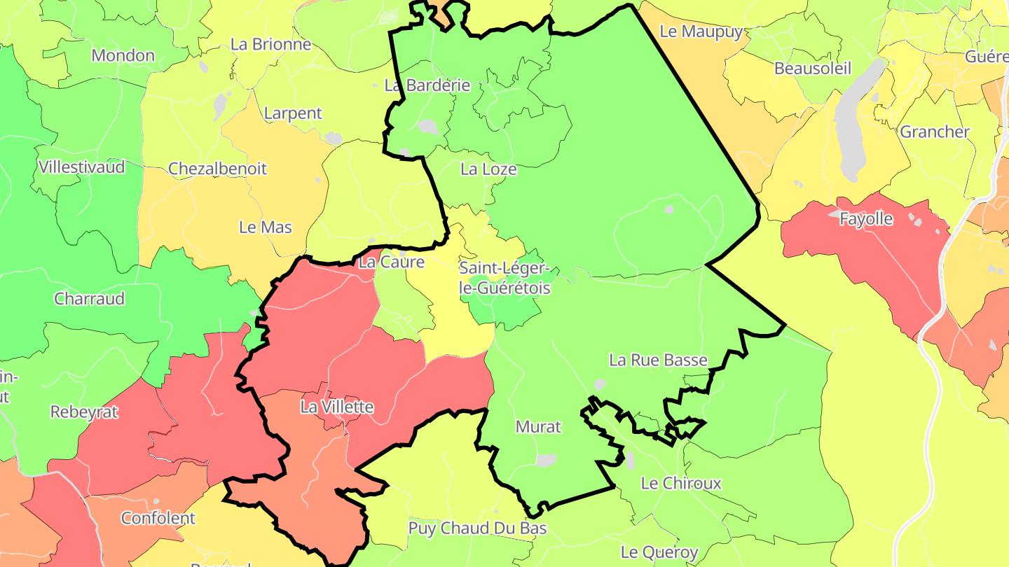 Carte des prix de l'immobilier Saint-Léger-le-Guérétois