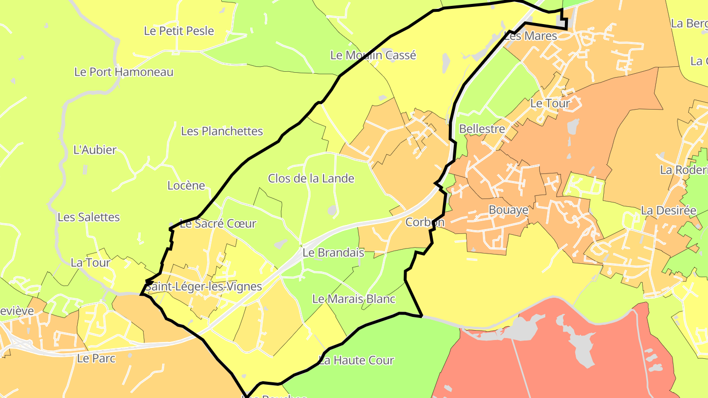 Carte des prix de l'immobilier Saint-Léger-les-Vignes