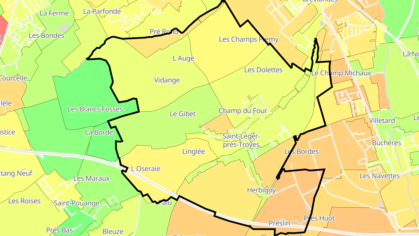 Carte des prix de l'immobilier Saint-Léger-près-Troyes