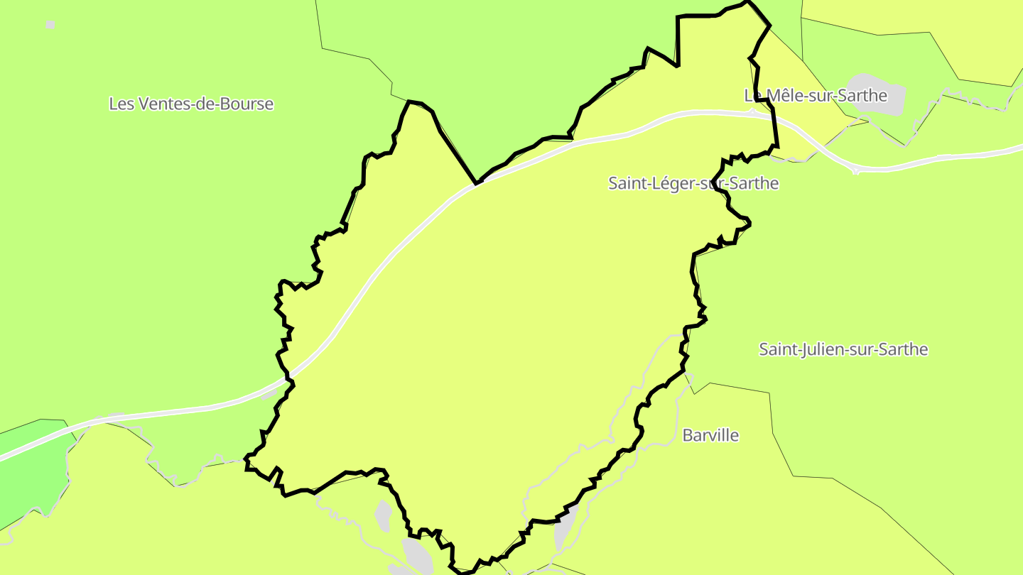 Carte des prix de l'immobilier Saint-Léger-sur-Sarthe