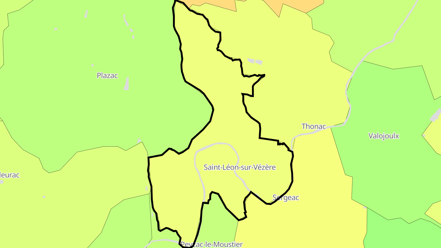 Carte des prix de l'immobilier Saint-Léon-sur-Vézère