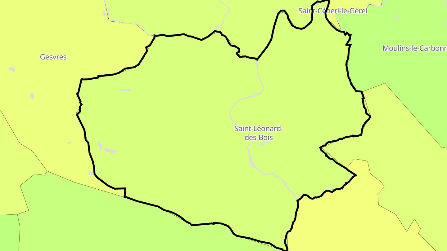 Carte des prix de l'immobilier Saint-Léonard-des-Bois