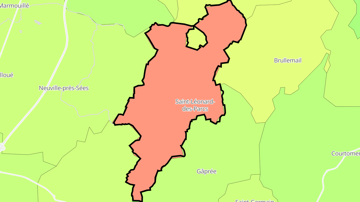 Carte des prix de l'immobilier Saint-Léonard-des-Parcs