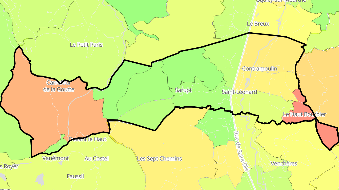 Carte des prix de l'immobilier Saint-Léonard