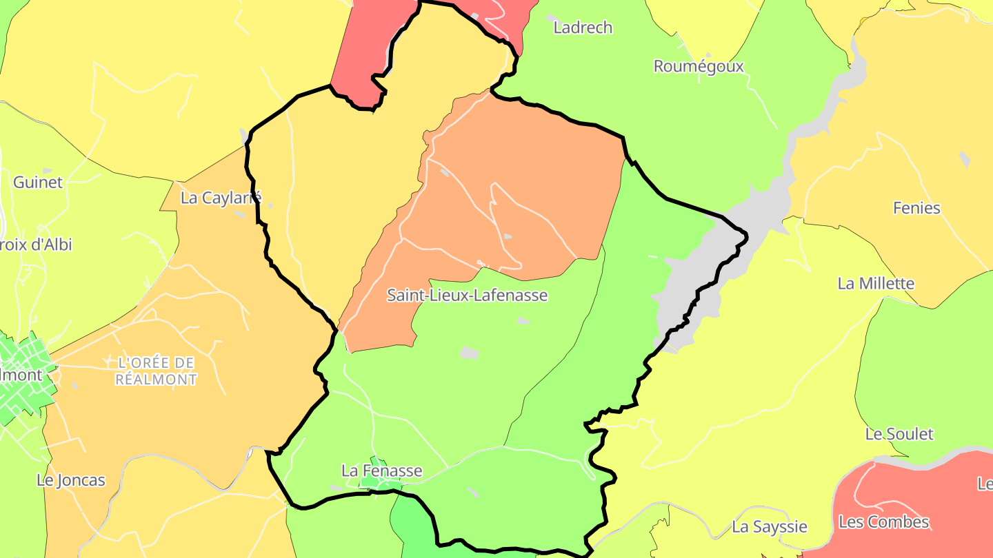 Carte des prix de l'immobilier Saint-Lieux-Lafenasse