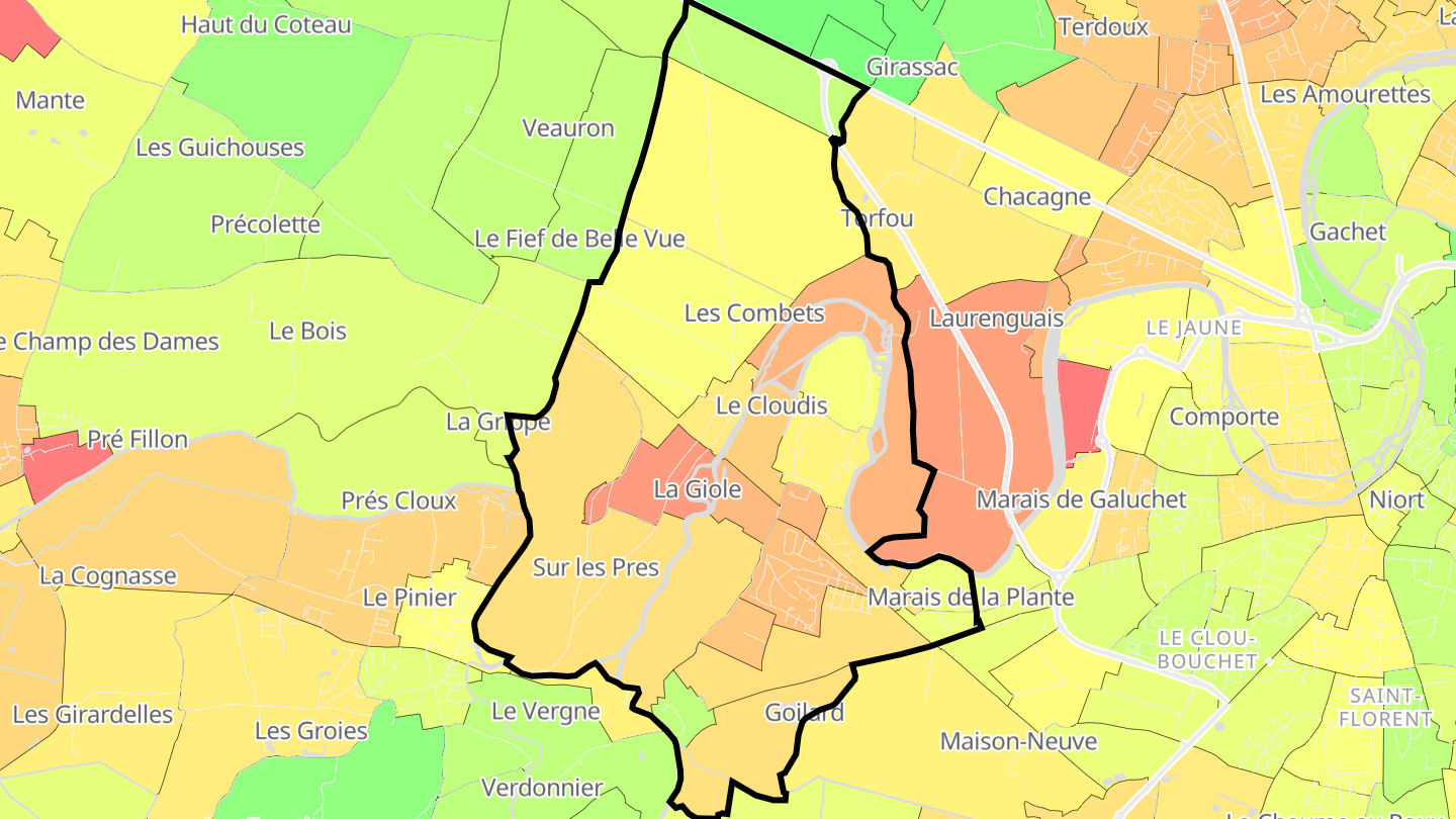 Carte des prix de l'immobilier Saint-Liguaire