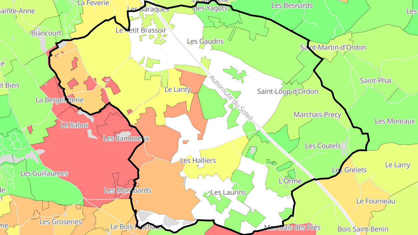 Carte des prix de l'immobilier Saint-Loup-d'Ordon