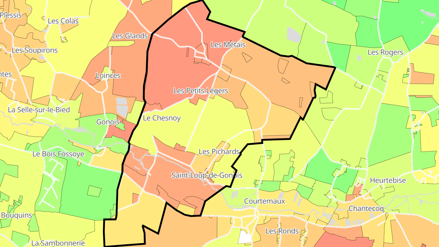 Carte des prix de l'immobilier Saint-Loup-de-Gonois