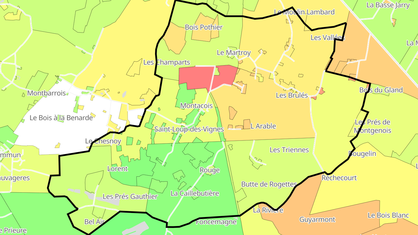 Carte des prix de l'immobilier Saint-Loup-des-Vignes