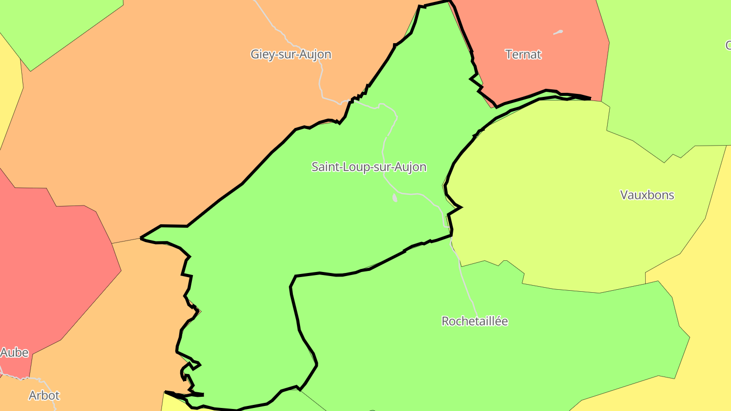 Carte des prix de l'immobilier Saint-Loup-sur-Aujon