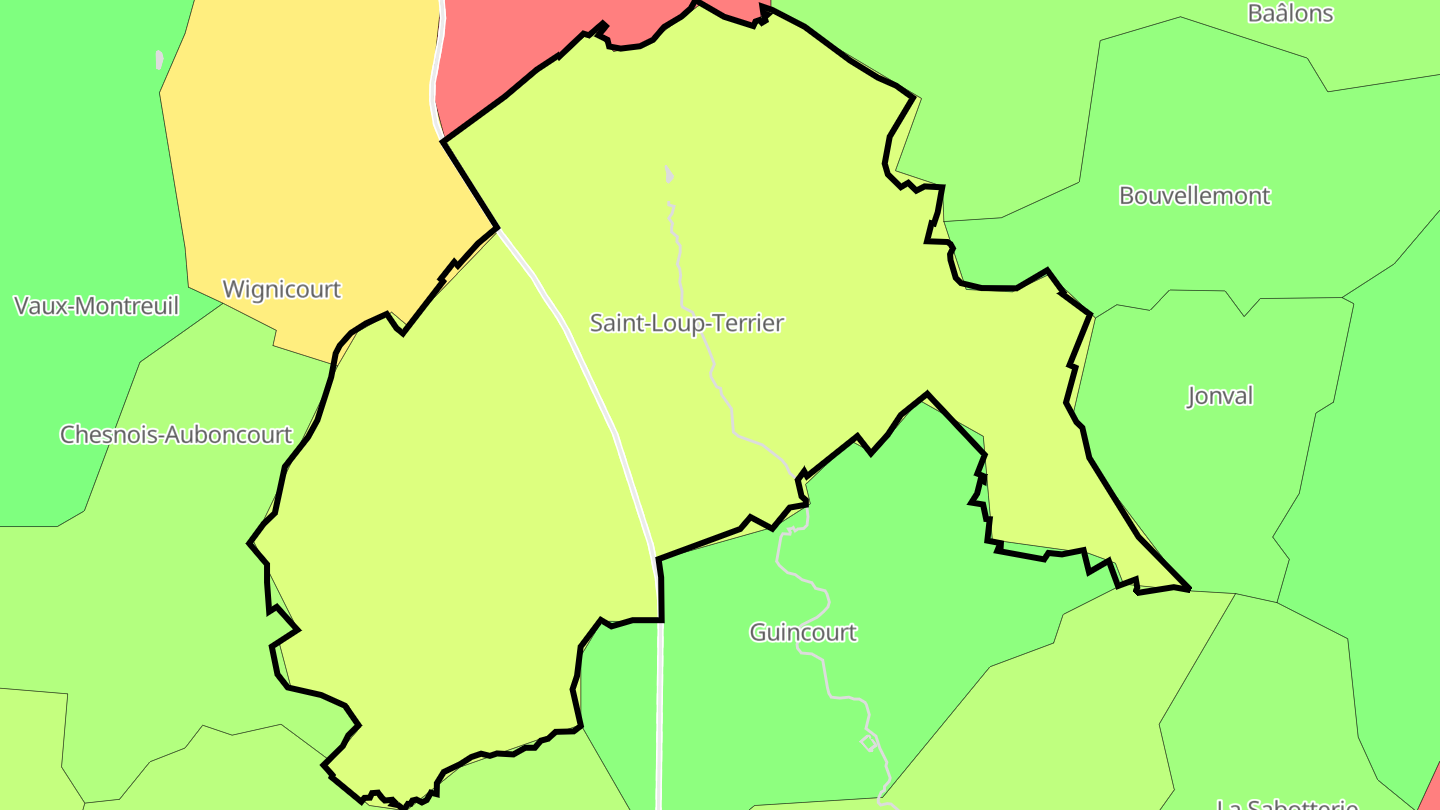 Carte des prix de l'immobilier Saint-Loup-Terrier