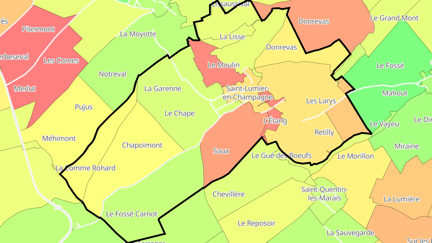 Carte des prix de l'immobilier Saint-Lumier-en-Champagne