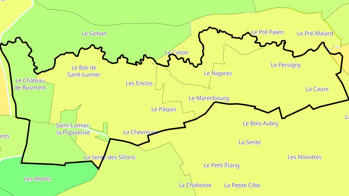Carte des prix de l'immobilier Saint-Lumier-la-Populeuse