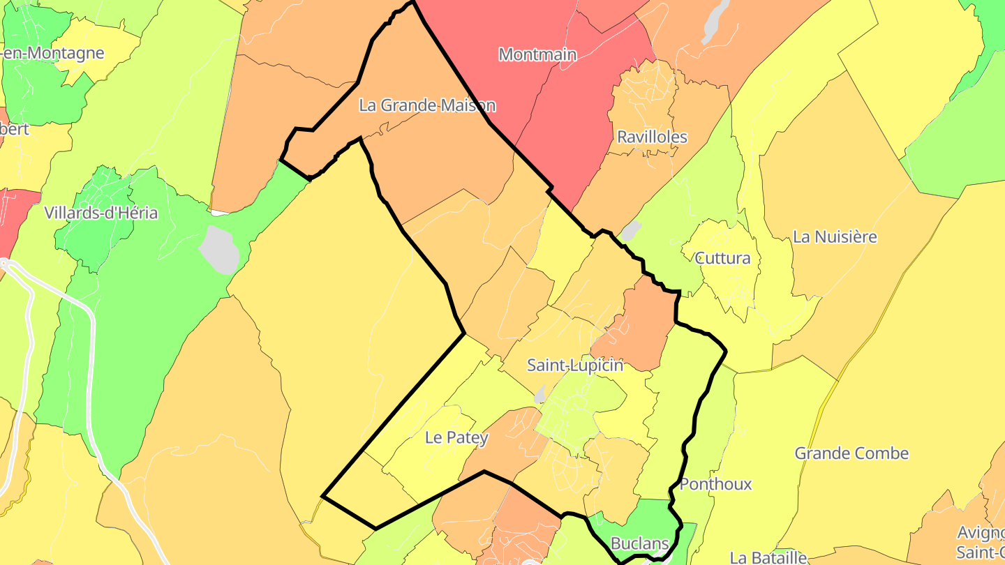 Carte des prix de l'immobilier Saint-Lupicin