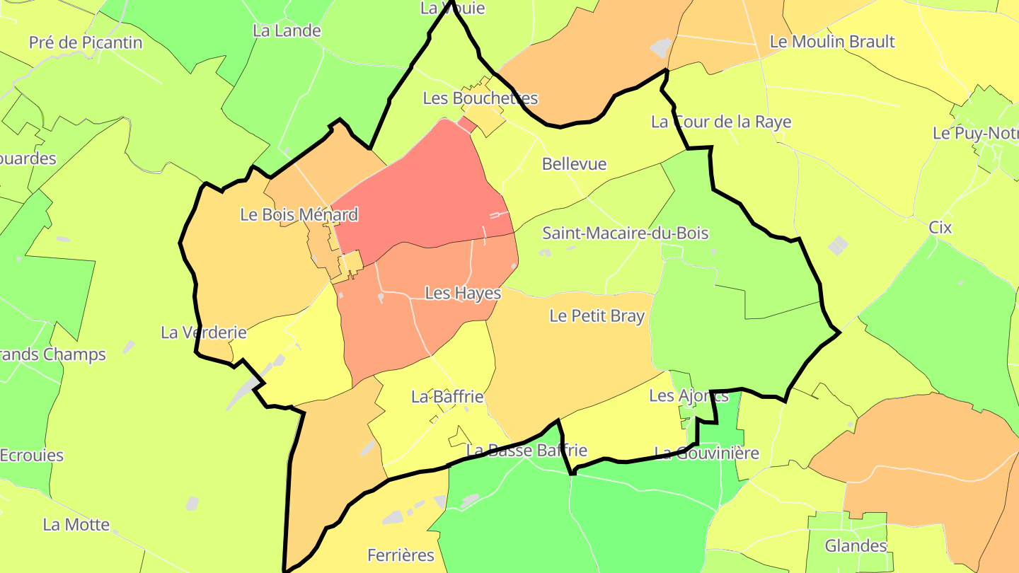 Carte des prix de l'immobilier Saint-Macaire-du-Bois