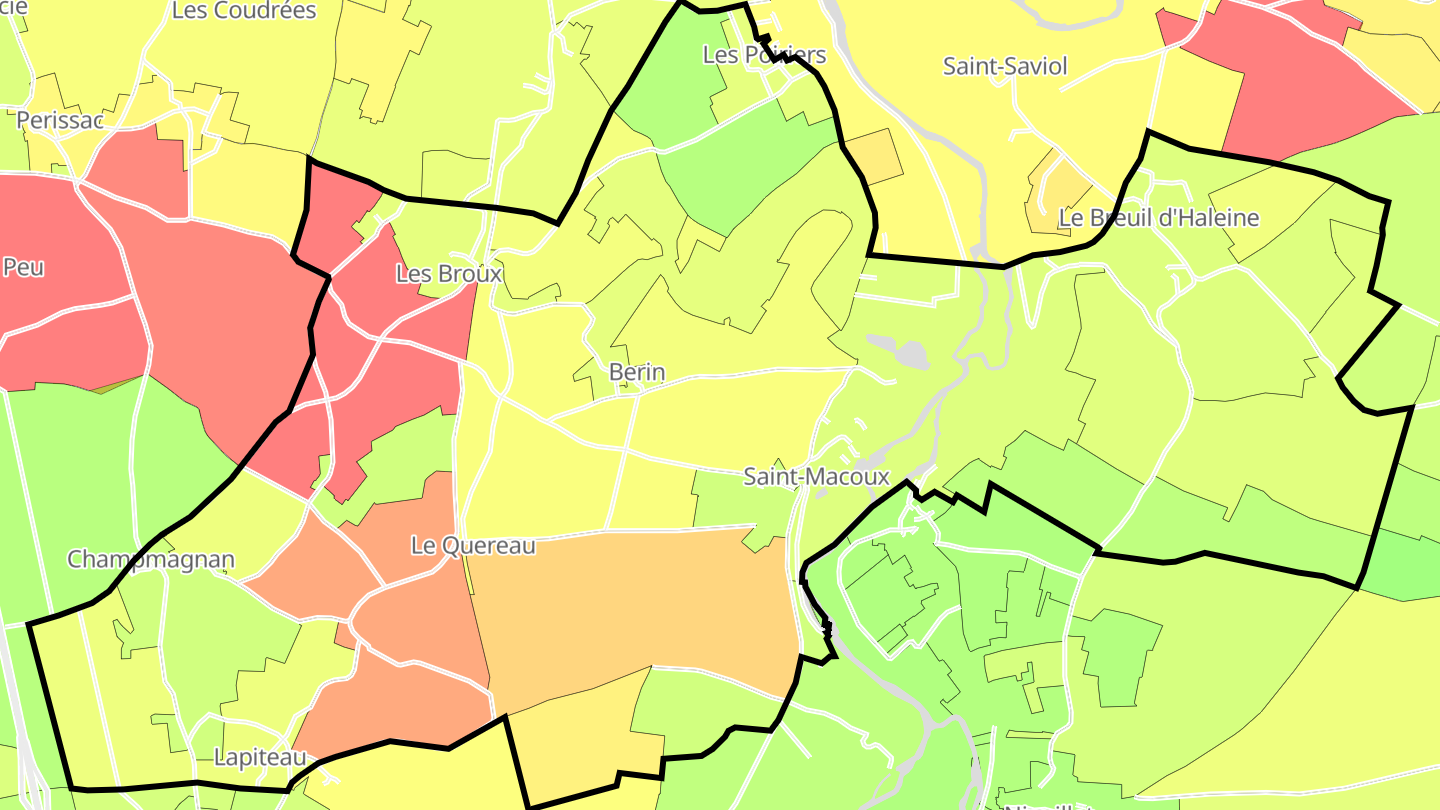 Carte des prix de l'immobilier Saint-Macoux
