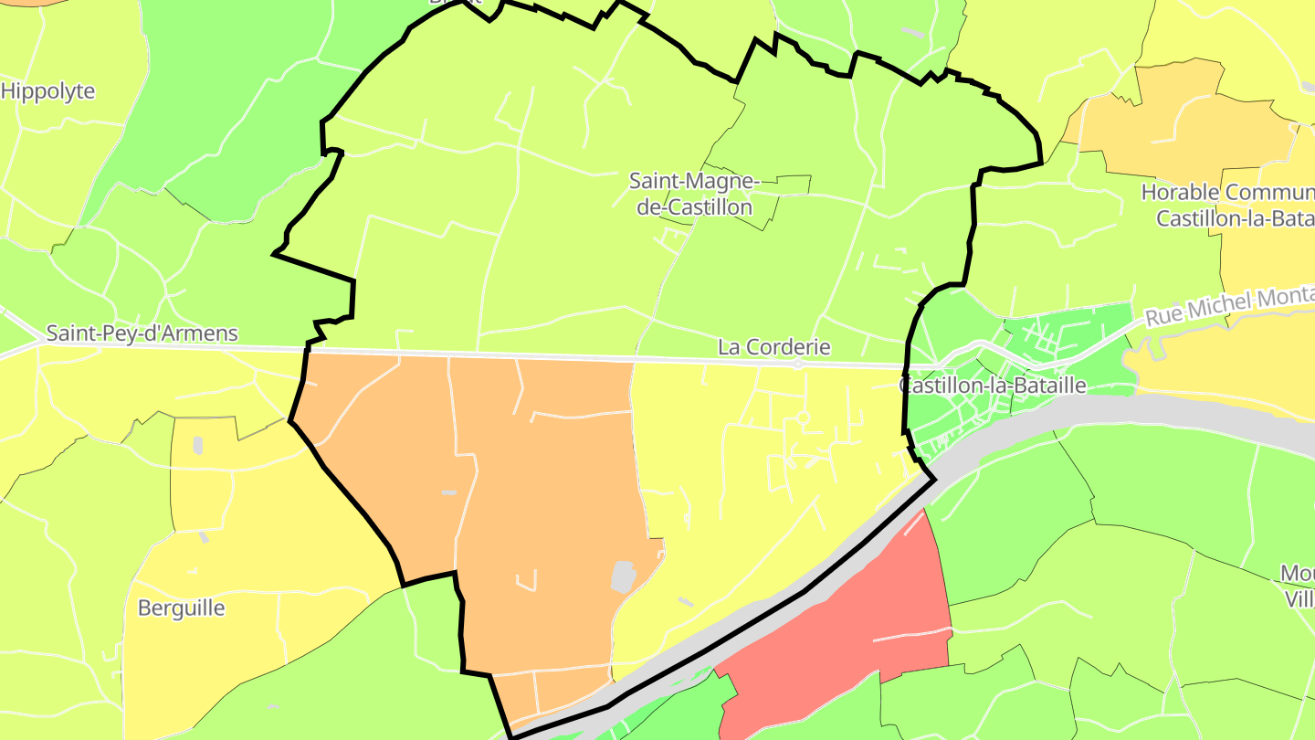 Carte des prix de l'immobilier Saint-Magne-de-Castillon