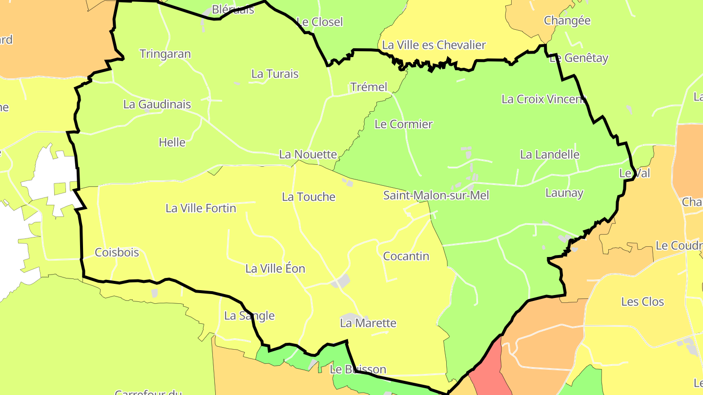 Carte des prix de l'immobilier Saint-Malon-sur-Mel