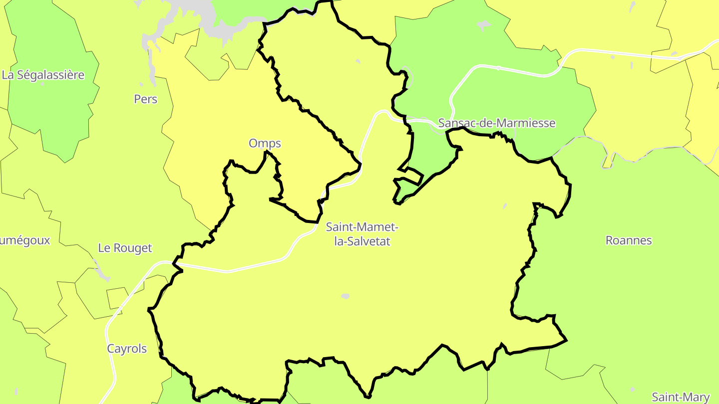 Carte des prix de l'immobilier Saint-Mamet-la-Salvetat