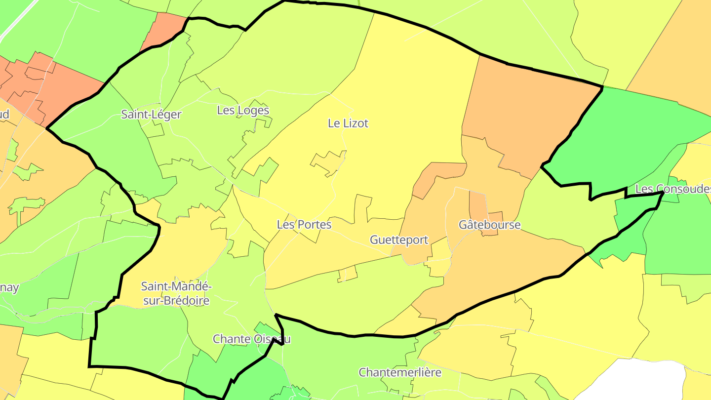 Carte des prix de l'immobilier Saint-Mandé-sur-Brédoire
