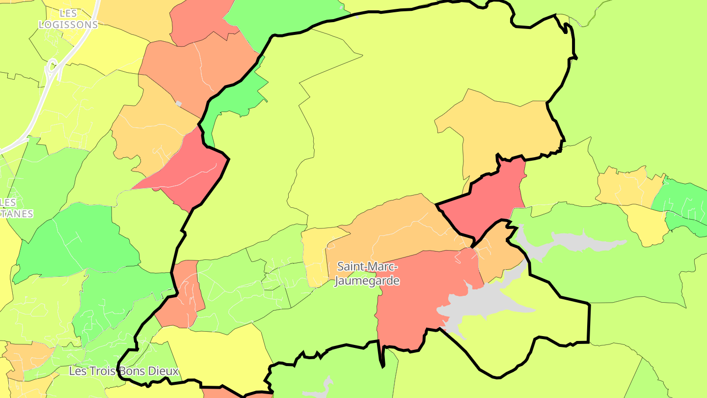 Carte des prix de l'immobilier Saint-Marc-Jaumegarde