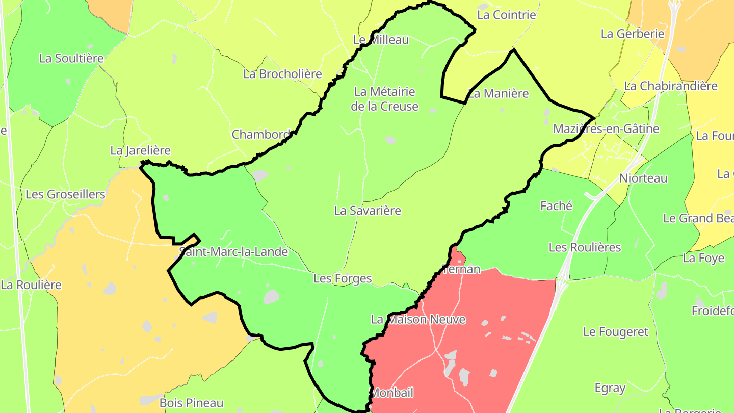Carte des prix de l'immobilier Saint-Marc-la-Lande