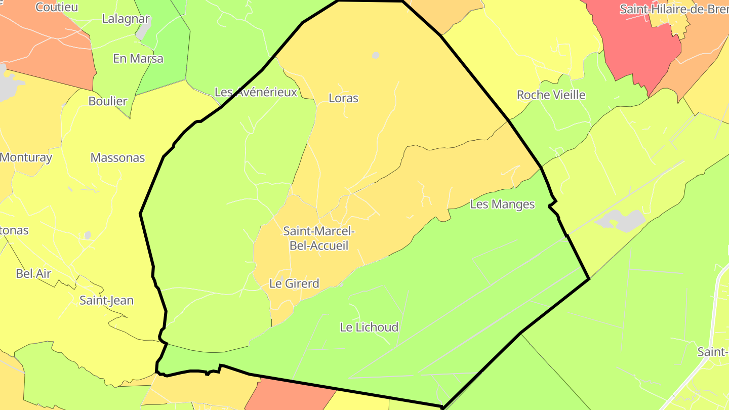 Carte des prix de l'immobilier Saint-Marcel-Bel-Accueil