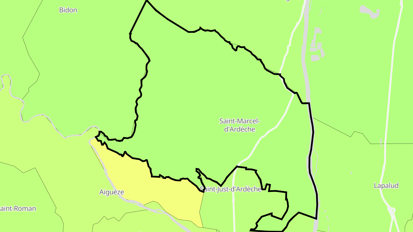 Carte des prix de l'immobilier Saint-Marcel-d'Ardèche