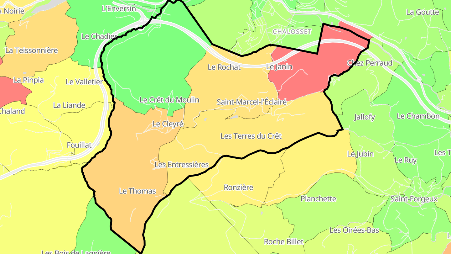 Carte des prix de l'immobilier Saint-Marcel-l'Éclairé