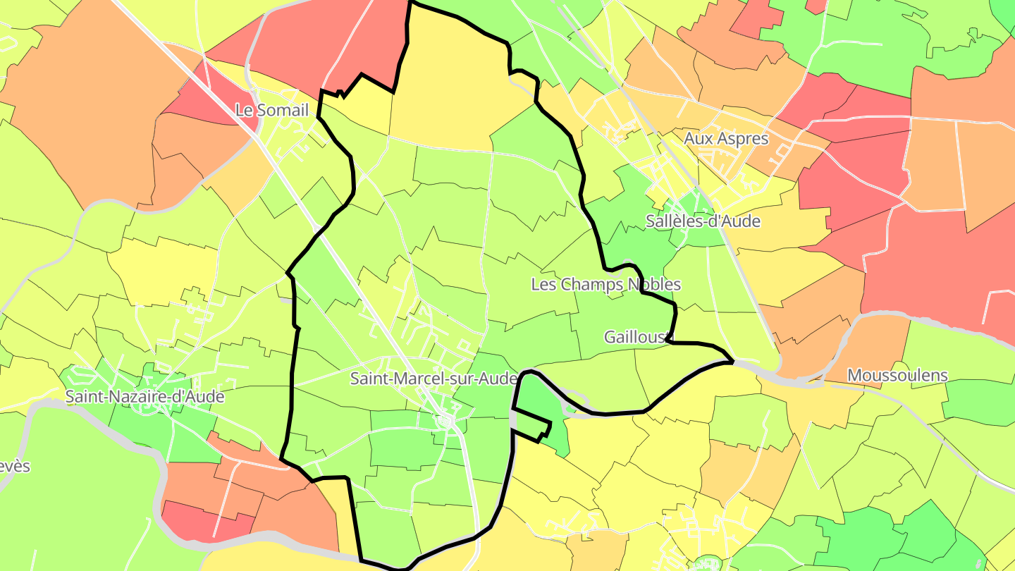 Carte des prix de l'immobilier Saint-Marcel-sur-Aude