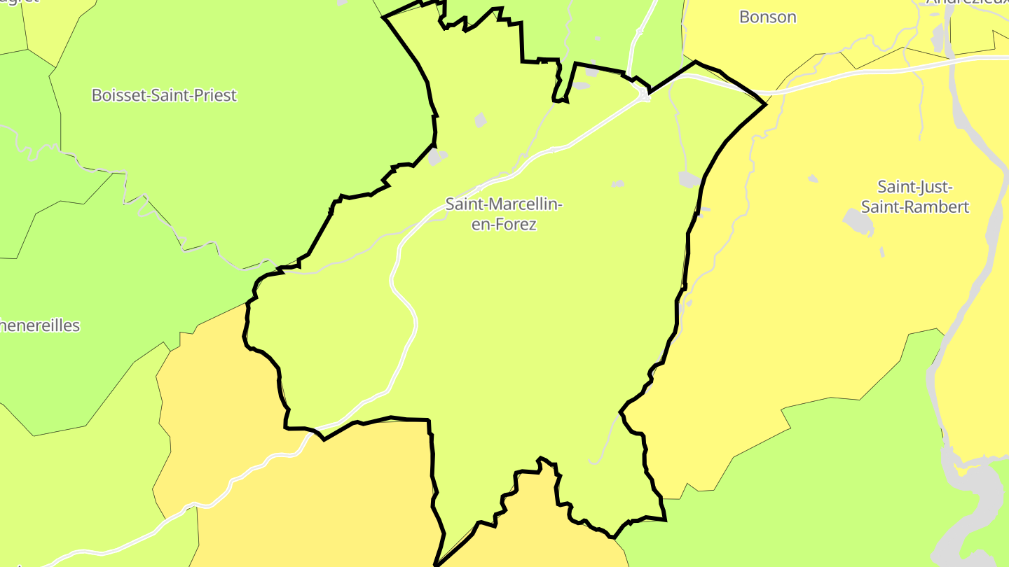 Carte des prix de l'immobilier Saint-Marcellin-en-Forez