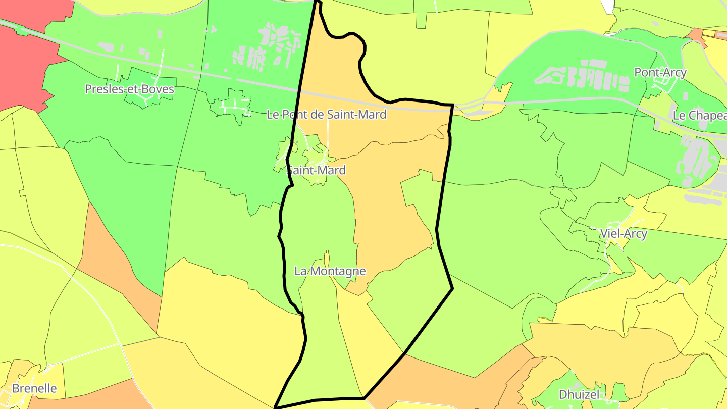 Carte des prix de l'immobilier Saint-Mard