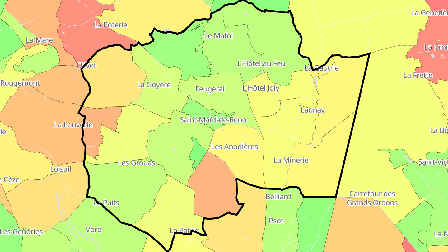 Carte des prix de l'immobilier Saint-Mard-de-Réno