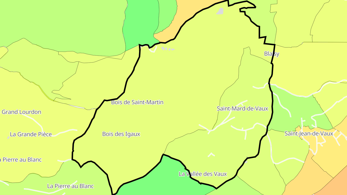 Carte des prix de l'immobilier Saint-Mard-de-Vaux