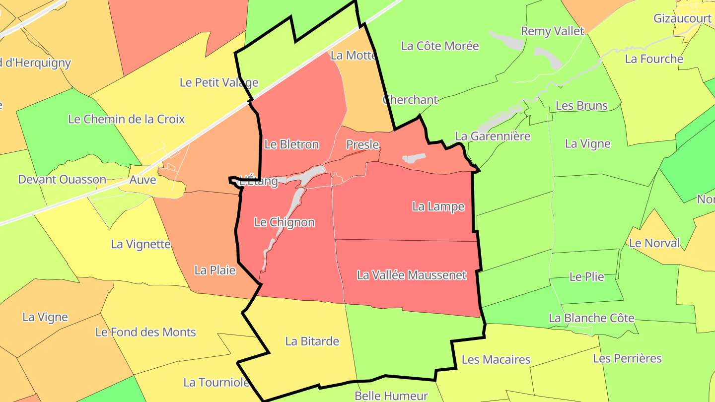 Carte des prix de l'immobilier Saint-Mard-sur-Auve