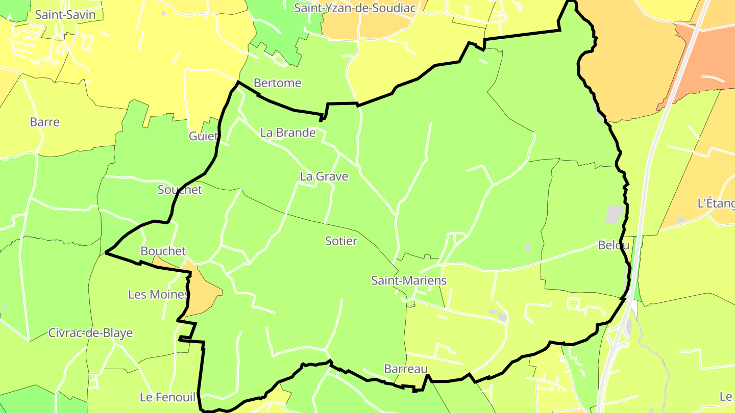 Carte des prix de l'immobilier Saint-Mariens
