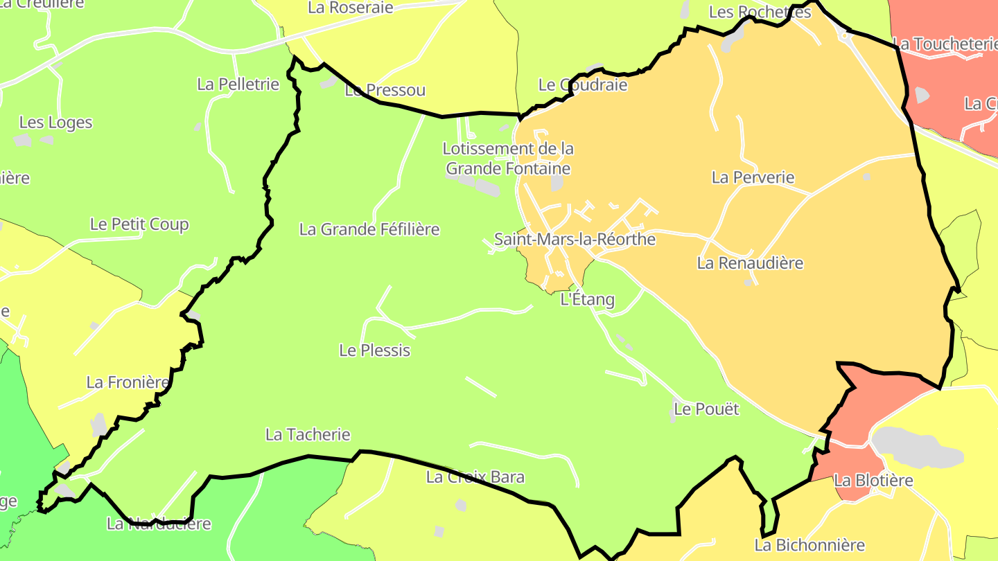 Carte des prix de l'immobilier Saint-Mars-la-Réorthe