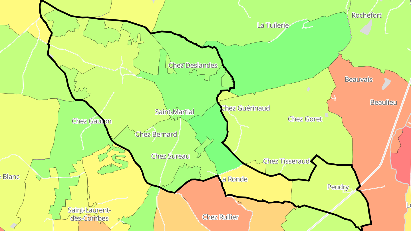Carte des prix de l'immobilier Saint-Martial