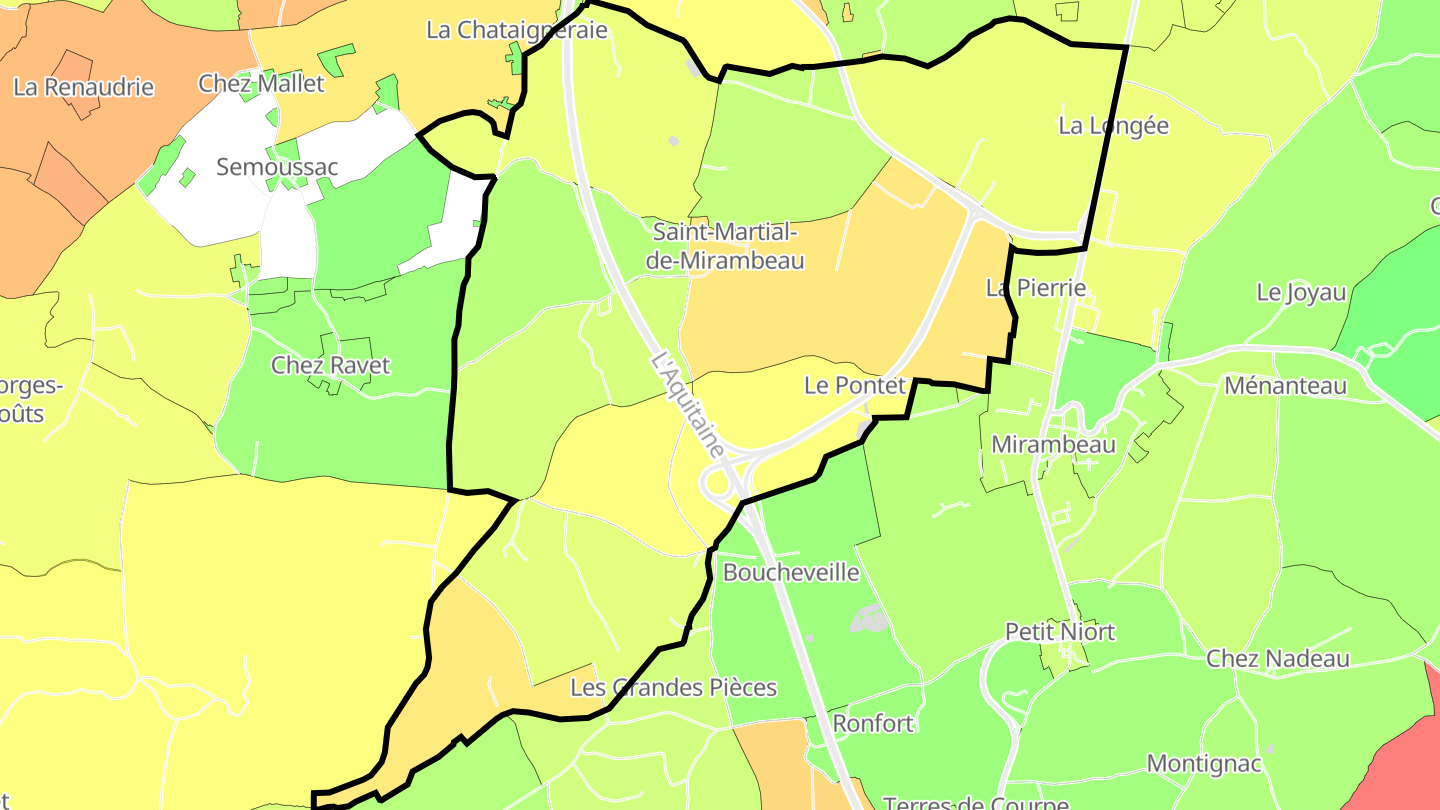 Carte des prix de l'immobilier Saint-Martial-de-Mirambeau