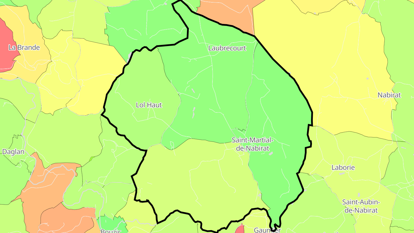 Carte des prix de l'immobilier Saint-Martial-de-Nabirat
