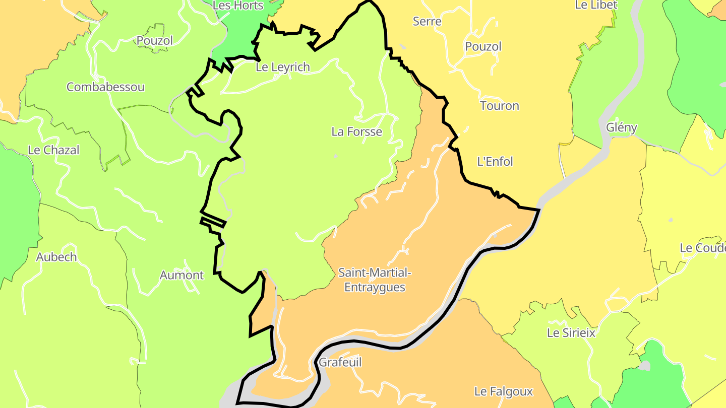 Carte des prix de l'immobilier Saint-Martial-Entraygues