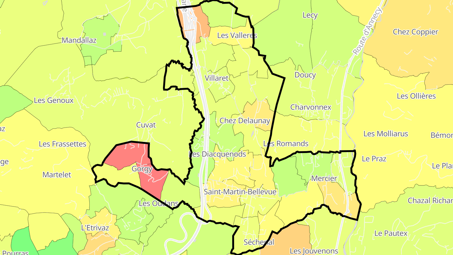 Carte des prix de l'immobilier Saint-Martin-Bellevue